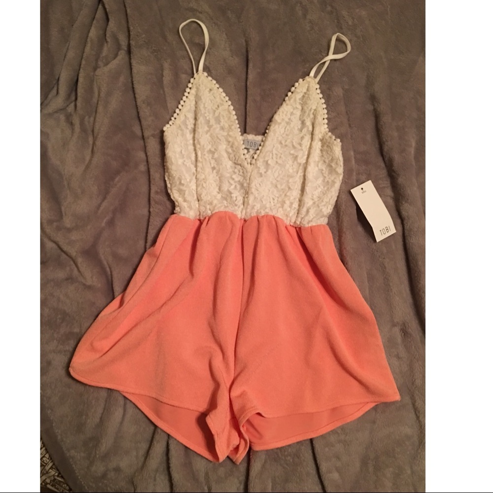 Lace peach playsuit